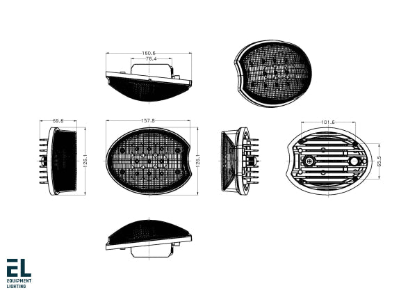 45W Led Headlight Flood Beam Rh El42350